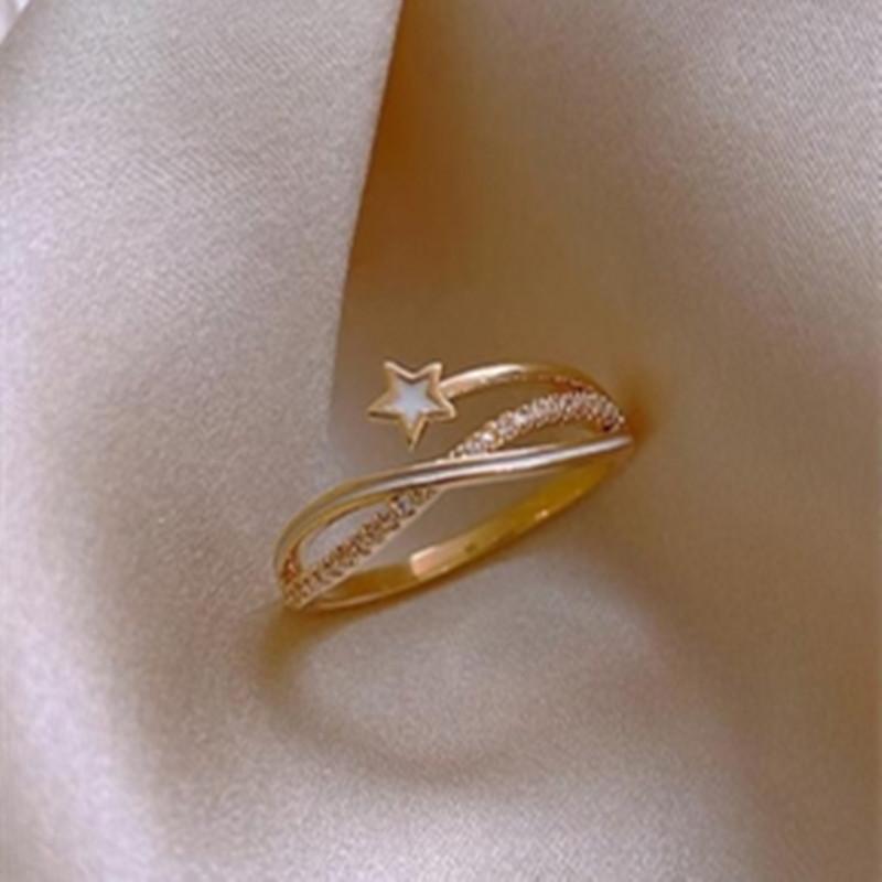 Classic Twist Chain Open Rings For Women Zircon Stainless Steel Geometric Twist Wrapped Couple Ring Wedding Aesthetic