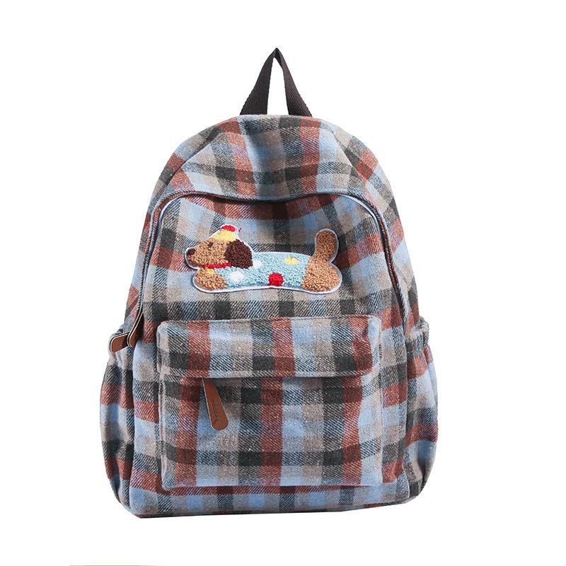 Schoolbag retro plaid backpack college student casual backpack women's plaid backpack student schoolbag large capacity backpack