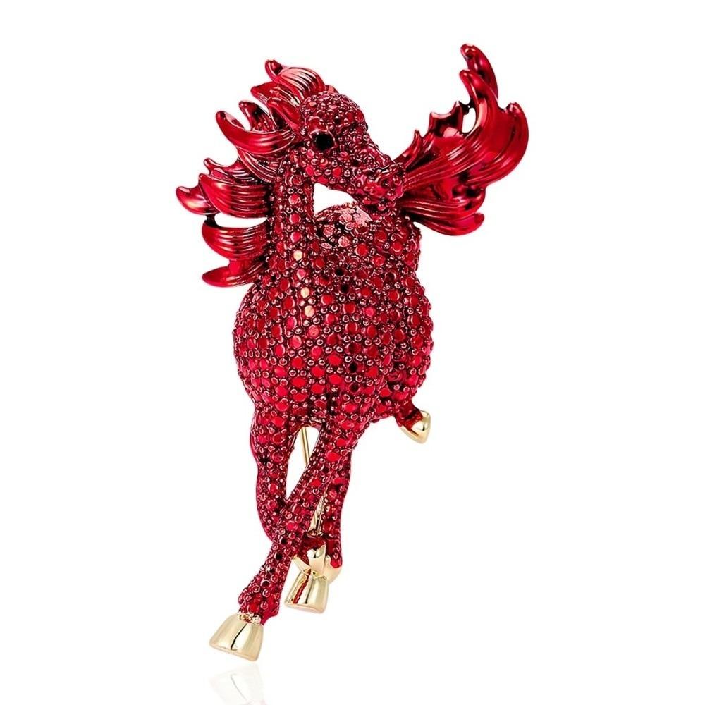 New Enamel Horse Brooches Rhinestone Retro Style Rhinestone Brooches Zodiac Animal Pins Unisex