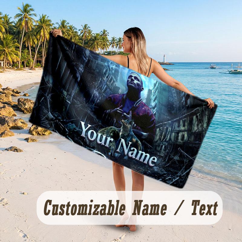 Custom Name Large Beach Towel,Kontra K Quick Absorbent Towel For Outdoor Travel Poolside