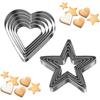 Heart Star Cookie Cutters Set, Valentine’s Day Heart Shaped Biscuit Cutters Stainless Steel Pastry Donuts Cutters with Storage Box