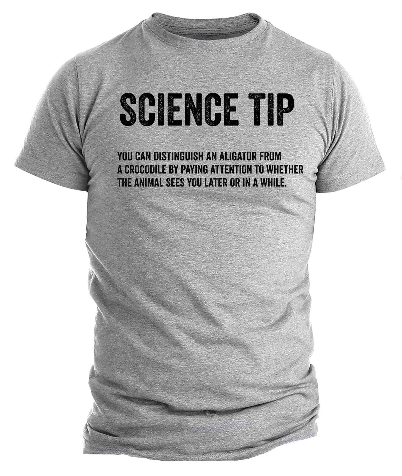 Science Tip T-shirt • Funny Alligator vs Crocodile Joke Sarcastic Science tee M