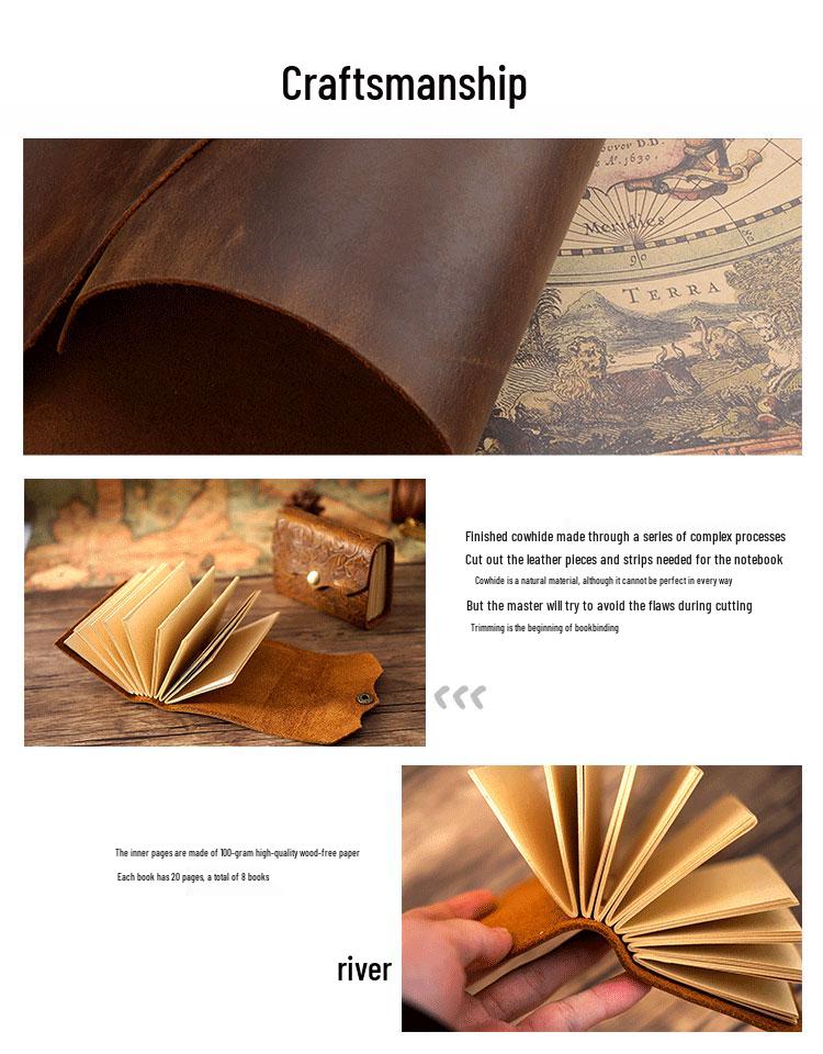 Compact Retro Pocket Notepad with Thick Blank Kraft Paper