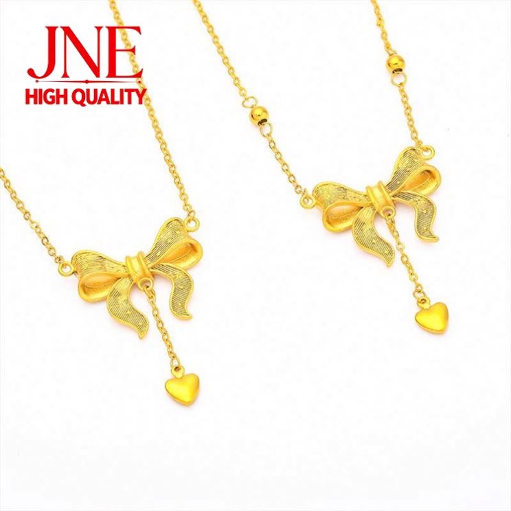 24K Gold Plated European Coin Princess Chain O Beads Wedding Best-Seller on Alluvial Gold Love Tassel Bow Necklace for Women