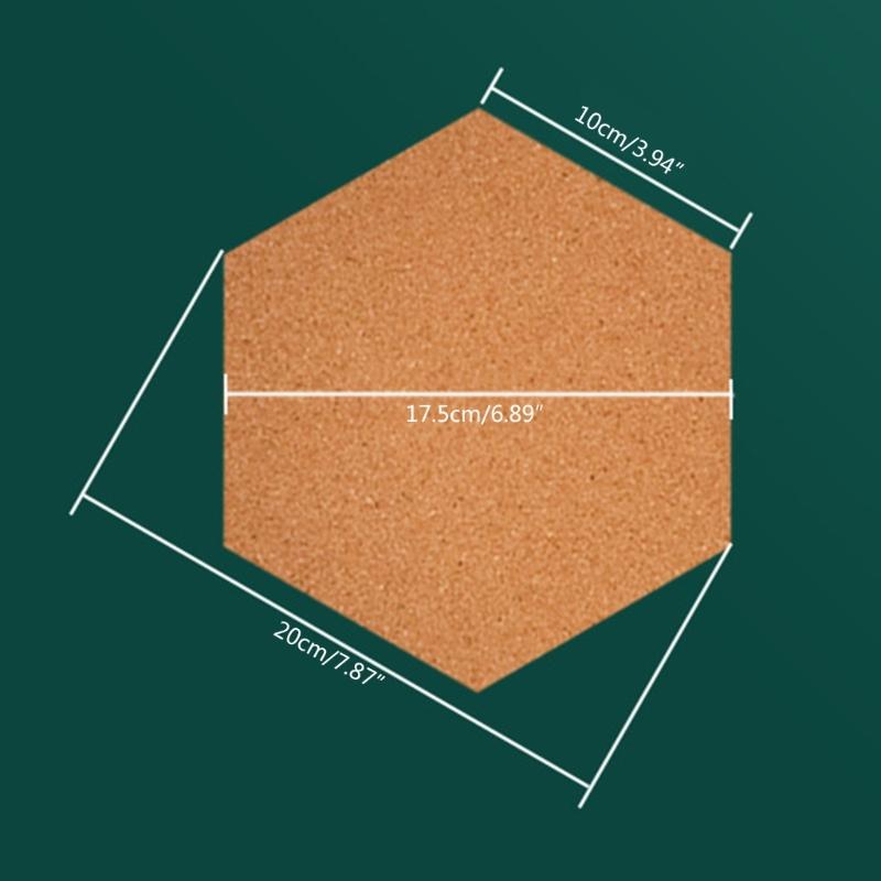 5PCS Cork Notice Board Self Adhesive Hexagon Cork Board for Photo Wall Decorations DIY Office Bulletin Board Corkboard