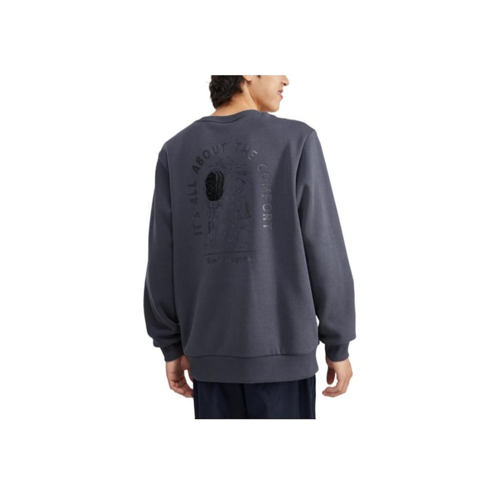 Skechers Sport Lifestyle Series Printed Letter Crewneck Pullover Fleece Sweatshirt Men Sweatshirt Odyssey-Gray L423M083-026R