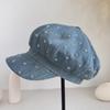 Heavy Industry Rhinestone Retro Octagonal Hat Women's Spring New Versatile Casual Bucket Hat Sunscreen Basin Hat Temperament Cap