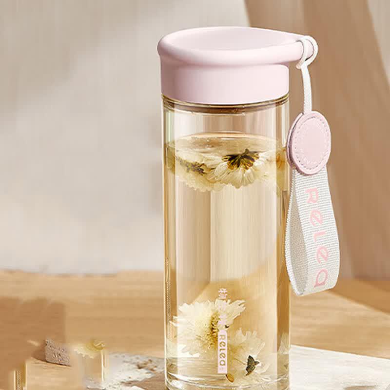 RELEA Tea Infuser Glass Water Bottle