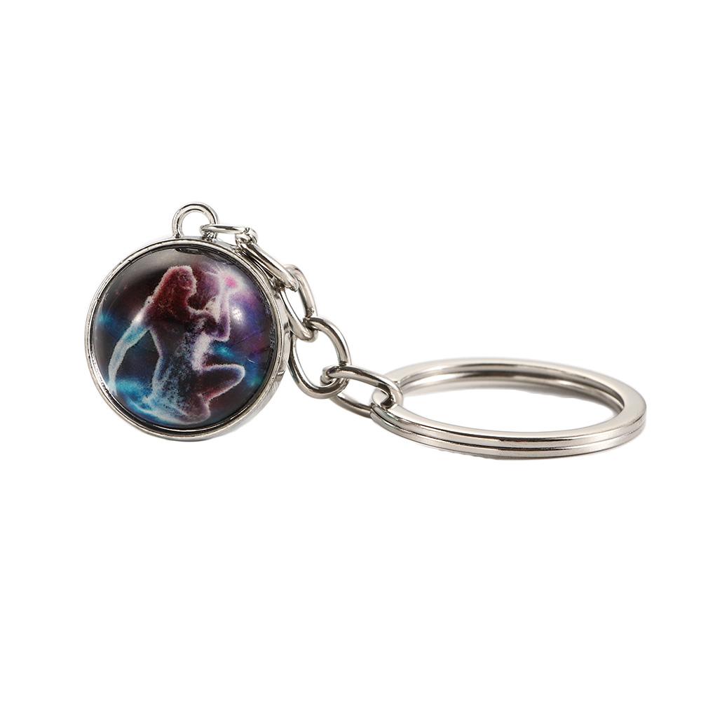 Libra Glass Ball Glowing Jewelry Key Rings 12 Constellation Keychain Zodiac Keychain Luminous