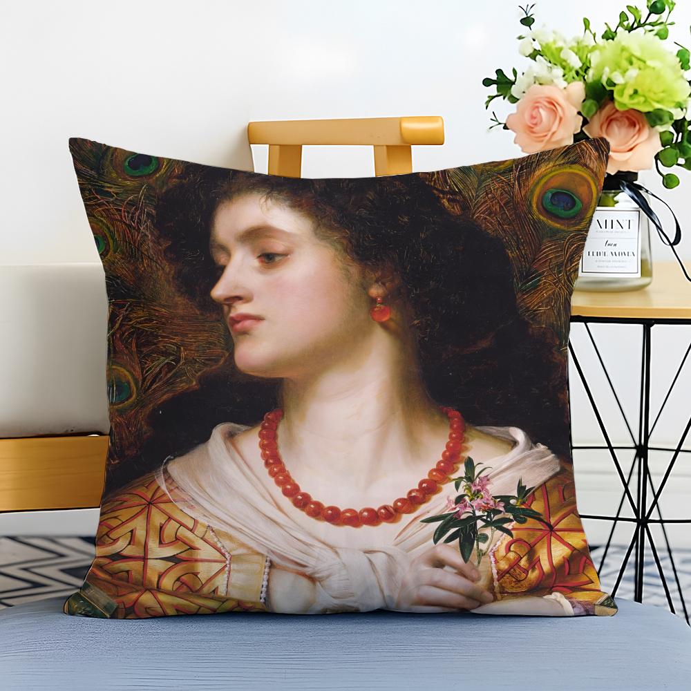 Elegant Classic European Fun Figures Painting Cushion Cover Washable Linen Pillowcase Soft for Sofa Bed Cozy Home Room Decor