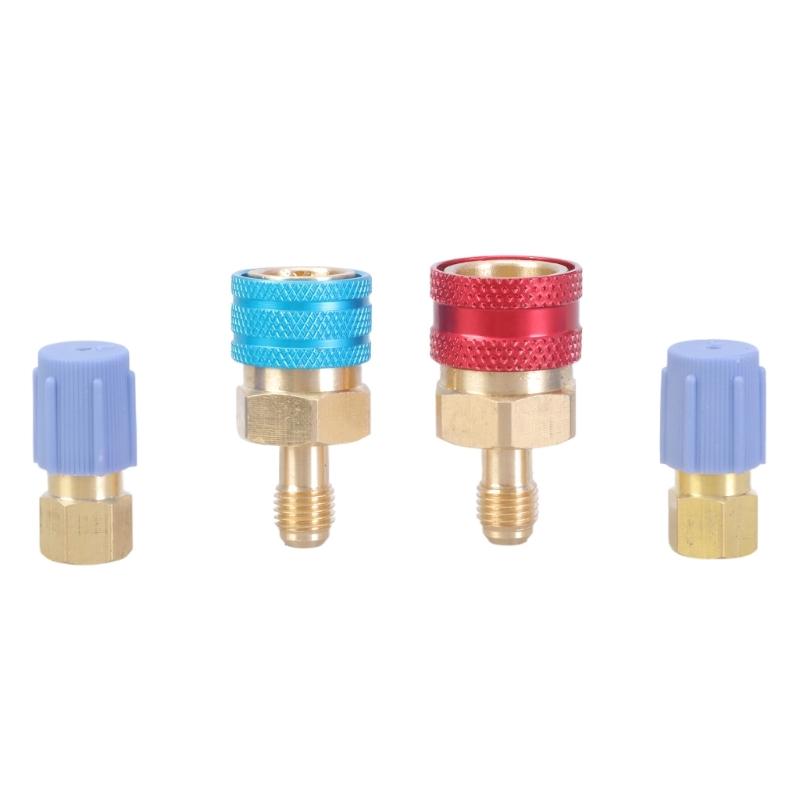 

2pcs Automotive Quick Couplers set Brass Quick Connector Leak Proof Couplers Quick Installation Suitable for R1234YF 1