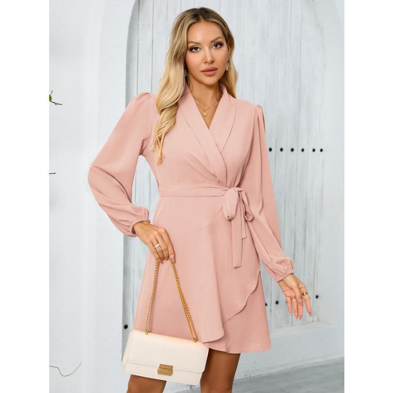 Women's Elegance Women's Long Sleeve Lapel Hemline Dress Dress