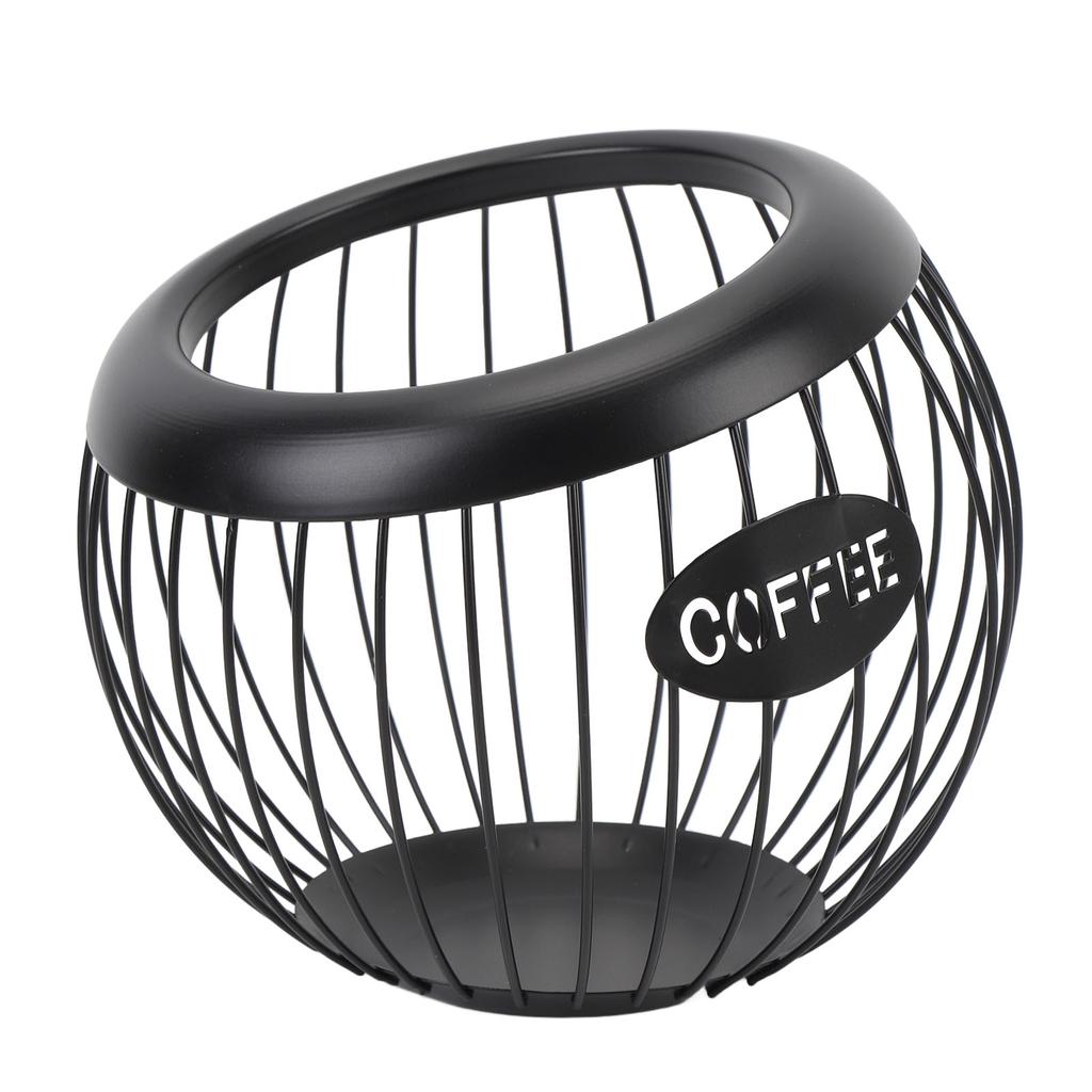 Coffee Pod Holder Wire Basket Large Capacity Iron Coffee Pods Storage Basket for Coffee Bar Counter Desktop Black
