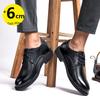 Business Men Leather Elevator Shoes  Height Increase  Insoles 6Cm Man Formal  Dress Office Black