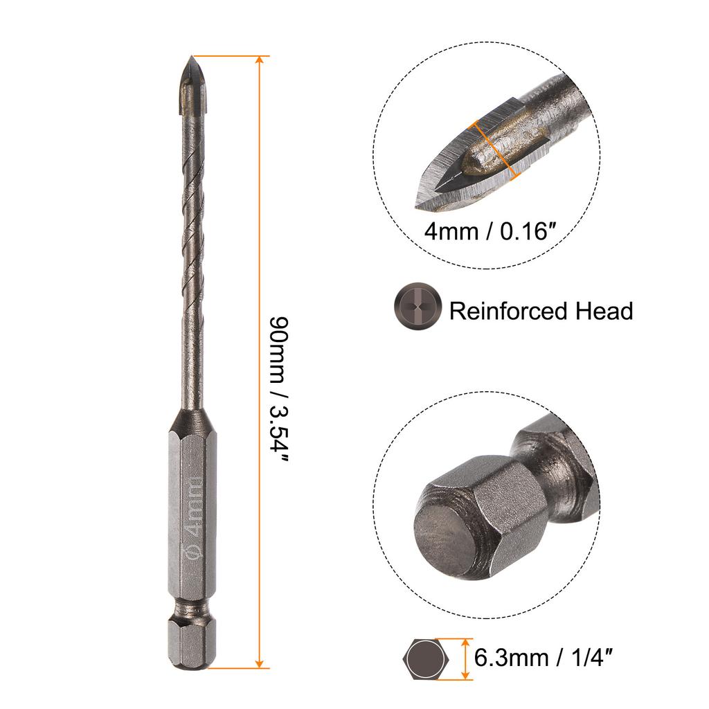 10 Stück Mauerwerk-Bohrer 3mm 4mm 5mm 6mm 7mm 8mm Titan-Betonbohrer mit Sechskantschaft