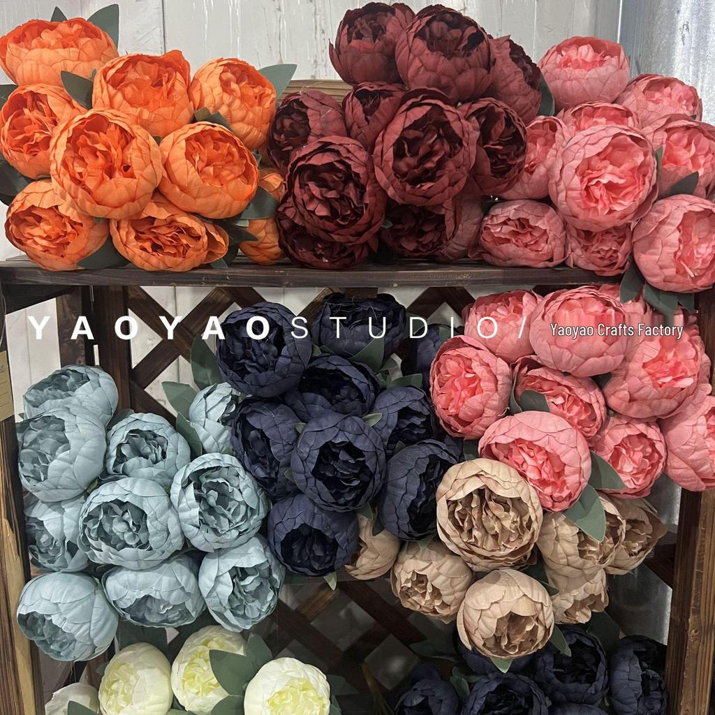 10-Head Artificial Peony Bouquet - Core-Filled Wedding & Home Décor Flower Arrangement