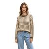 Womens Loose Fit Knit Sweater Long Sleeve Round Neck Striped Casual Pullover