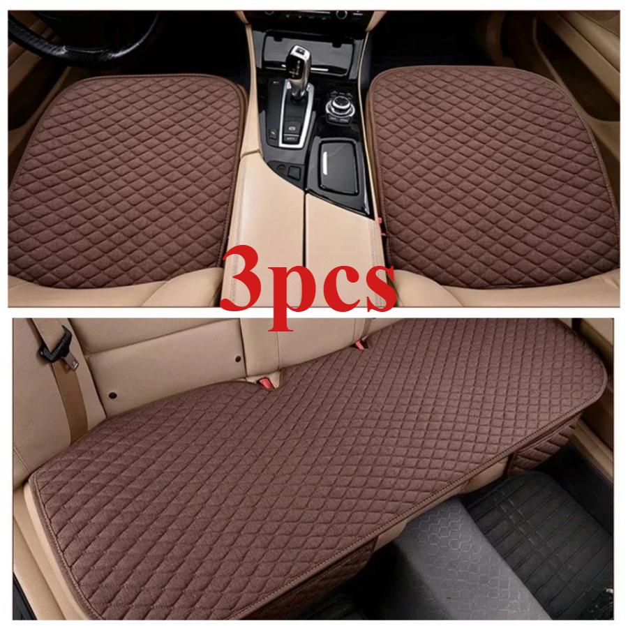 Linen Car Seat Covers, Front And Rear Linen Fabric Cushions, Summer Breathable Protective Pads, Car Parts