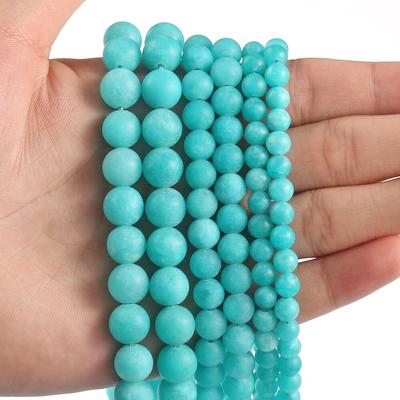 Perline di pietra naturale blu amazzonite giade opache perline rotonde sciolte del distanziatore per la creazione di gioielli collana braccialetto fai da te 6mm 8mm 10mm