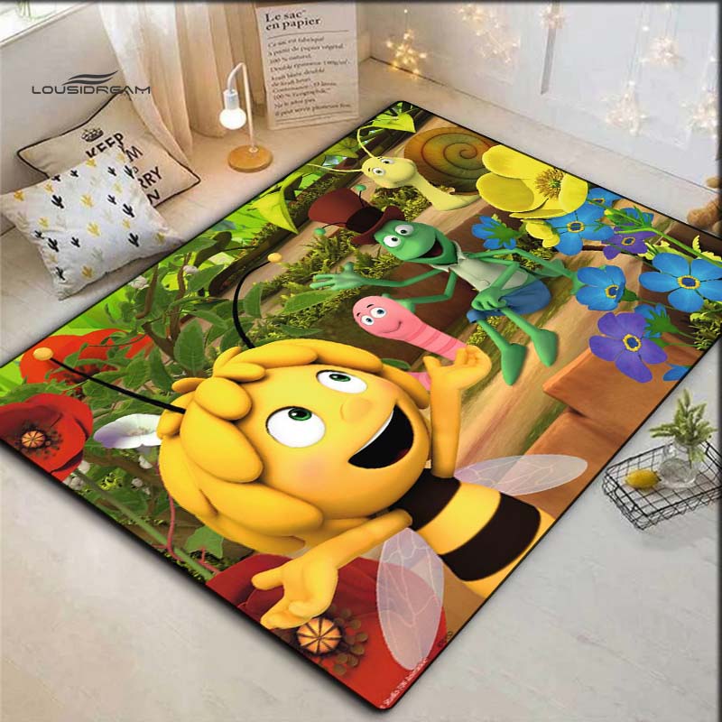 Tappetino Ingresso Antiscivolo con Stampa Personaggio Cartone Animato Maya l'Ape Tappetino Pavimento Ingresso Tappeto Serie Animata Decorazione Corridoio Casa