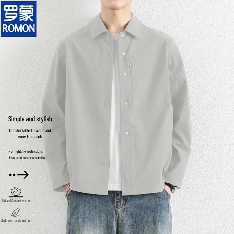 ROMON Men's Slim-Fit Non-Iron Long-Sleeve Business Shirt