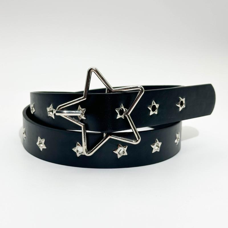 Vintage Belts For Women Punk Waistband Y2K Female Rivet Belt Pu Leather Pin Buckle Waistband Jeans Belt Pentagram Eye Rivet Belt