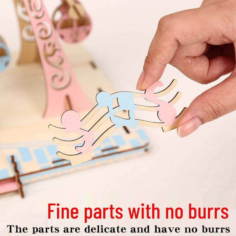 Girls' DIY 3D Wooden Ferris Wheel Puzzle - Educational Assembly Toy