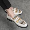 Brand New High-quality Italian Men's Loafers, Luxurious Leather, One Foot British Style Striped Soft Shoes, Moccasin Shoes