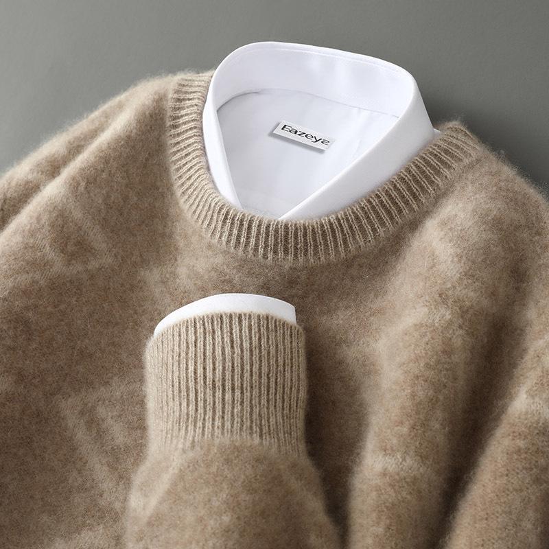 Versatile Men s Color Block Wool Sweater - Jacquard Knitwear for Business Casual or Youthful Style XL фиолетовый