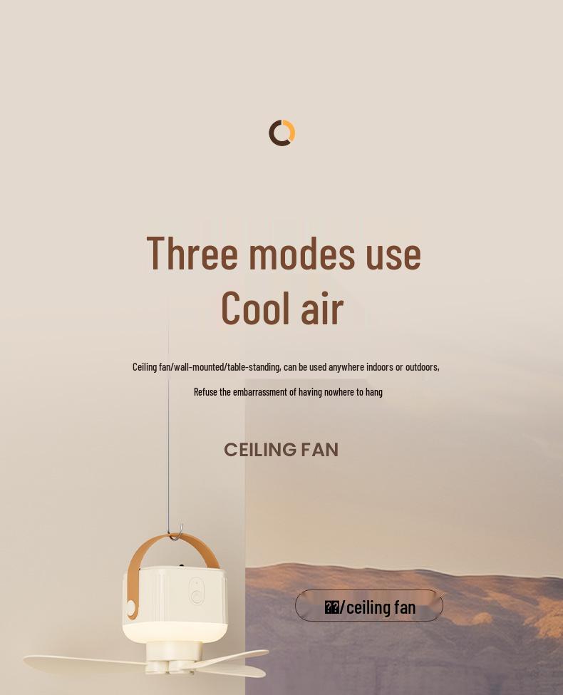 Portable Multi-Functional Ceiling Fan: Rechargeable & Remote-Controlled, Ideal for Camping & Wall/Desktop Mounting