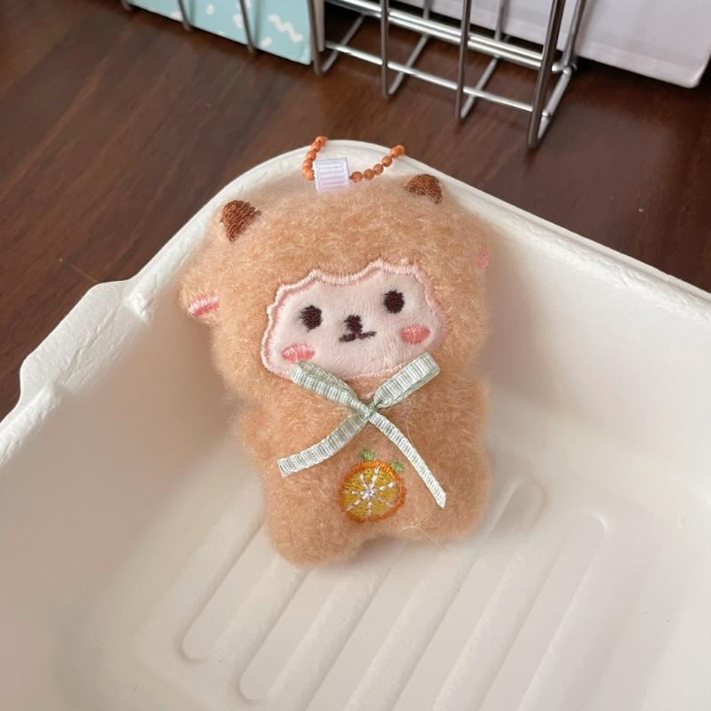 Soft Fluffy Plush Sheep Keychains Cute Embroidery Fruit Bow Design Great For Backpack Decor Gifts For Kids And Friends