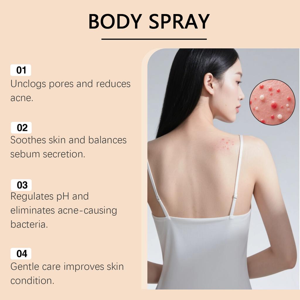 Kroppsaknespray for akne på ryggen, kroppsspray hudberoligende spray;  Urtehudspray,50ml