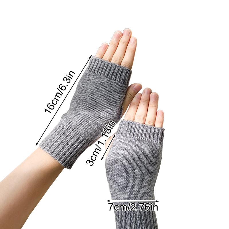 1Pair Warm Gloves Soft Acrylic Fiber Long Solid Color Winter Fingerless Warmer Mittens Women
