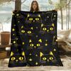 1 Black Cat and Star Print Flannel Blanket - Warm and Soft, Suitable for Sofas, Beds, Living Rooms, Offices, Travel, Christmas