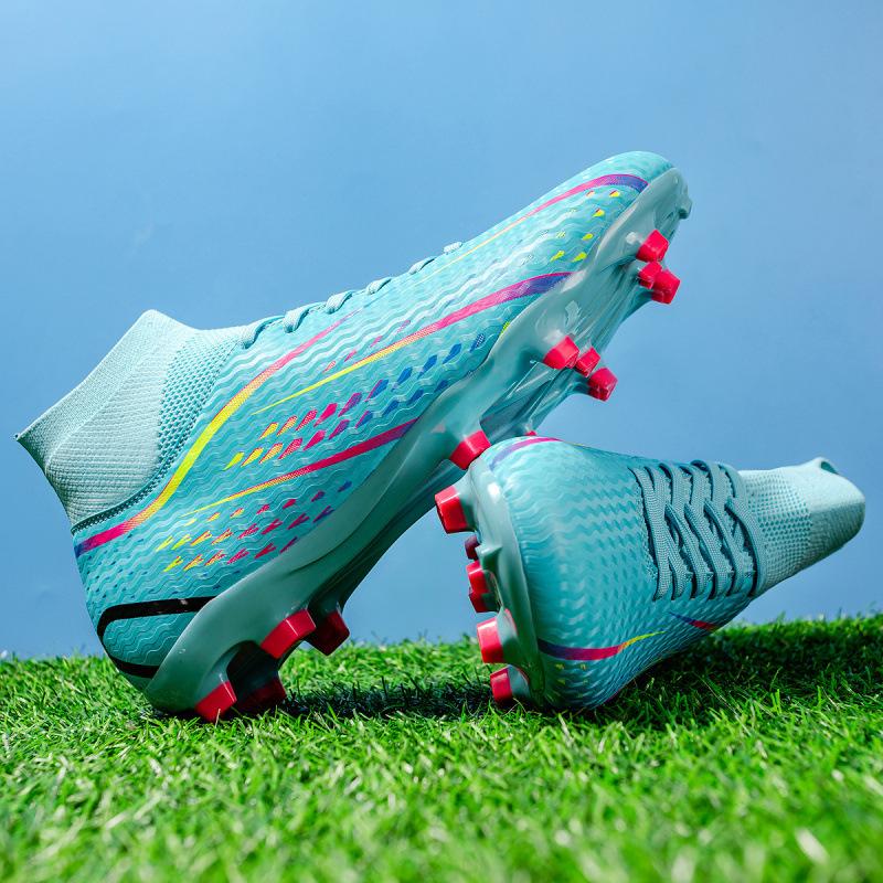 High-top football shoes tf broken nails artificial turf AG nails leather feet male and female teenagers training shoes