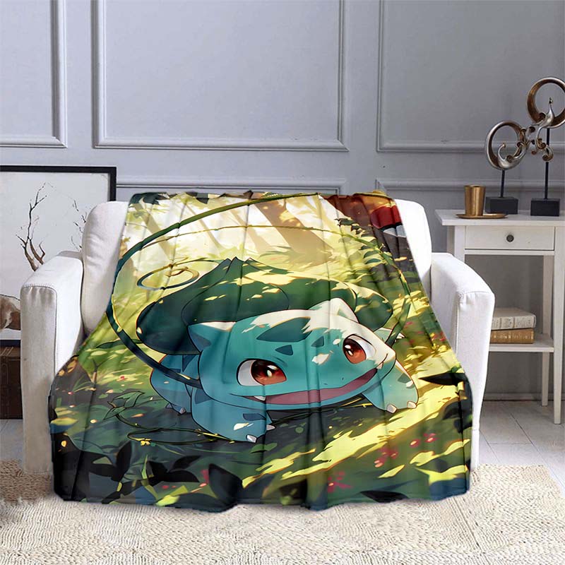 

Pokémon Bulbasaur Pattern Blanket Warm Soft Fluffy Kids and Adult Sofa Bed Throw Blanket Outdoor Travel Camping Cartoon Blanket 75x90cm(30x35in)