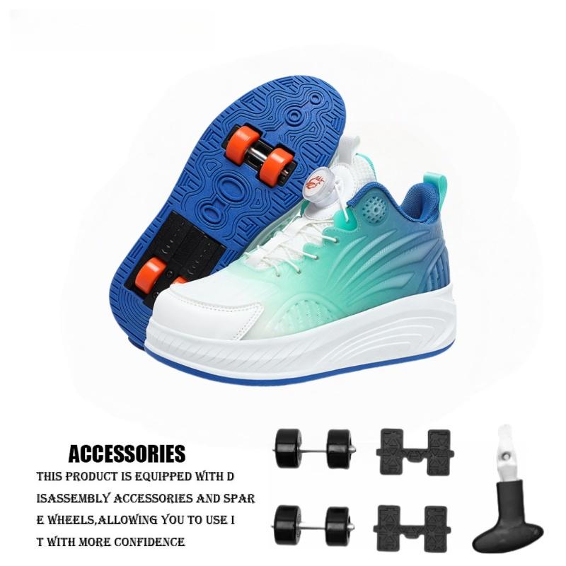 Roller Skates Automatic Invisible Roller Skates Night Luminous Upper Material with Wheels Student Roller Skates