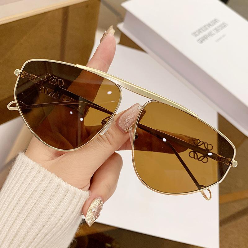 Polygonal Personalized Metal Fashionable Large-Frame Sunglasses Uv400 Protection Street Photography Stage Performances Glasses