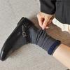1PC Navy Blue Timeless Seamless Well-Made Versatile Comfortable Vintage Soft Mid-Calf Elegant Socks Seam-Free