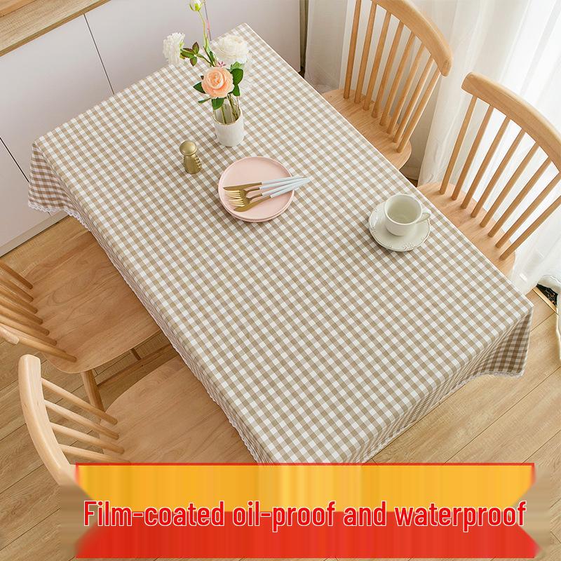 Ins Style Waterproof Wash-Free Plaid Tablecloth for Coffee and Dining Tables