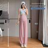 High Waist Wide Leg Ice Silk Maternity Pants for Spring and Summer Sun Protection