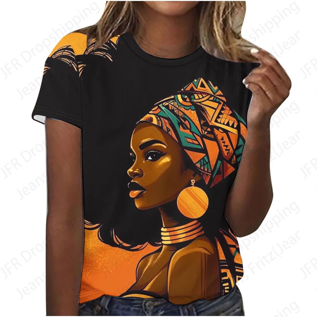 Sexy African Black Girl 3D Print Women's T-Shirts Fashion Casual Short Sleeve T Shirt O-Neck Tees Harajuku Tops Female Clothing