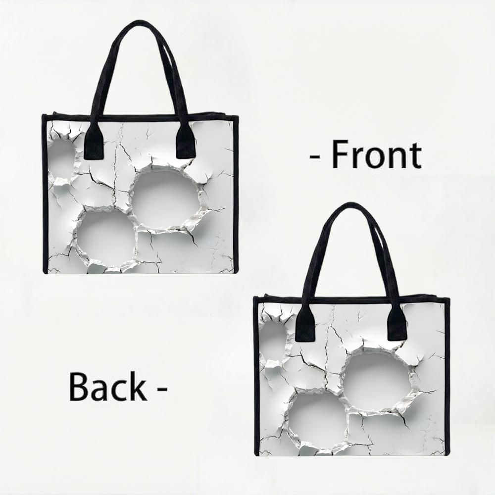 Crack Print Casual Tote Bag Stylish Large Capacity Daily Use Handbag