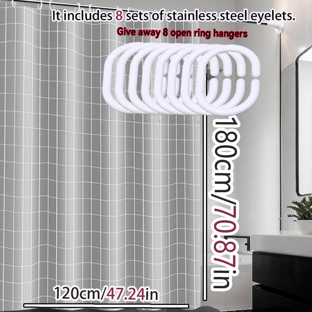 Advanced Gray Check Shower Curtain Simple Bathroom Curtain Dry And Wet Separation Easy To Clean Peva Waterproof Material
