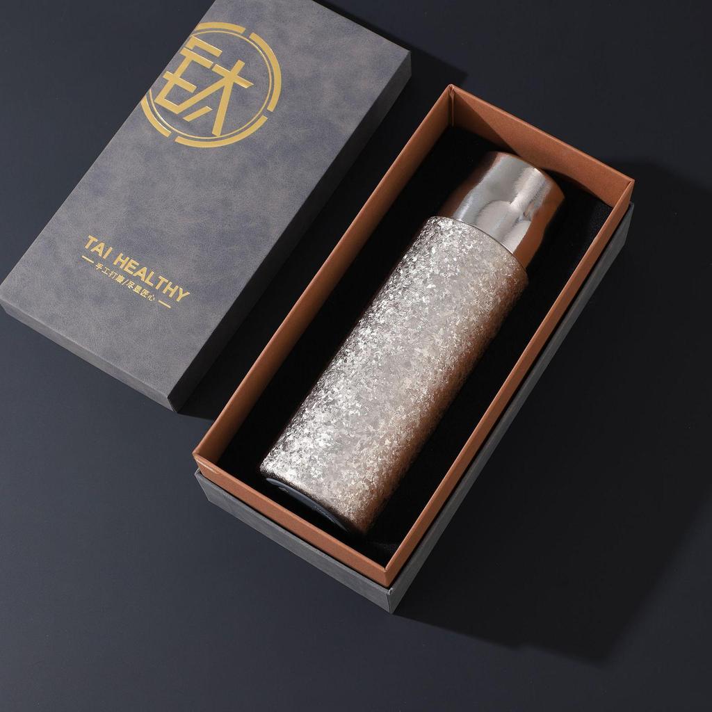 Premium Titanium Insulated Cup Gift Set - Flip-top Water Bottle with Tea Separation for Office or Business Use