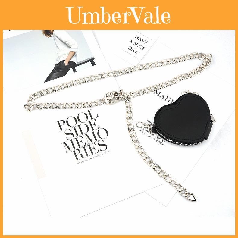 Fashion Metal Women Waist Chain With Detachable Heart Shaped Bag Pendant For Women Casual Use