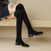 Krazing Pot Flock Autumn Winter Shoes Med Heels Size 43 Over-the-knee Boots Beauty Lady Slip on Elastic Thigh High Boots
