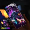 Triangle Geometric Luminous Phone Cover For Samsung S24 S23 S22 Ultra S21 S20 FE A72 A53 A50 Sound-Control Light Up Glass Case