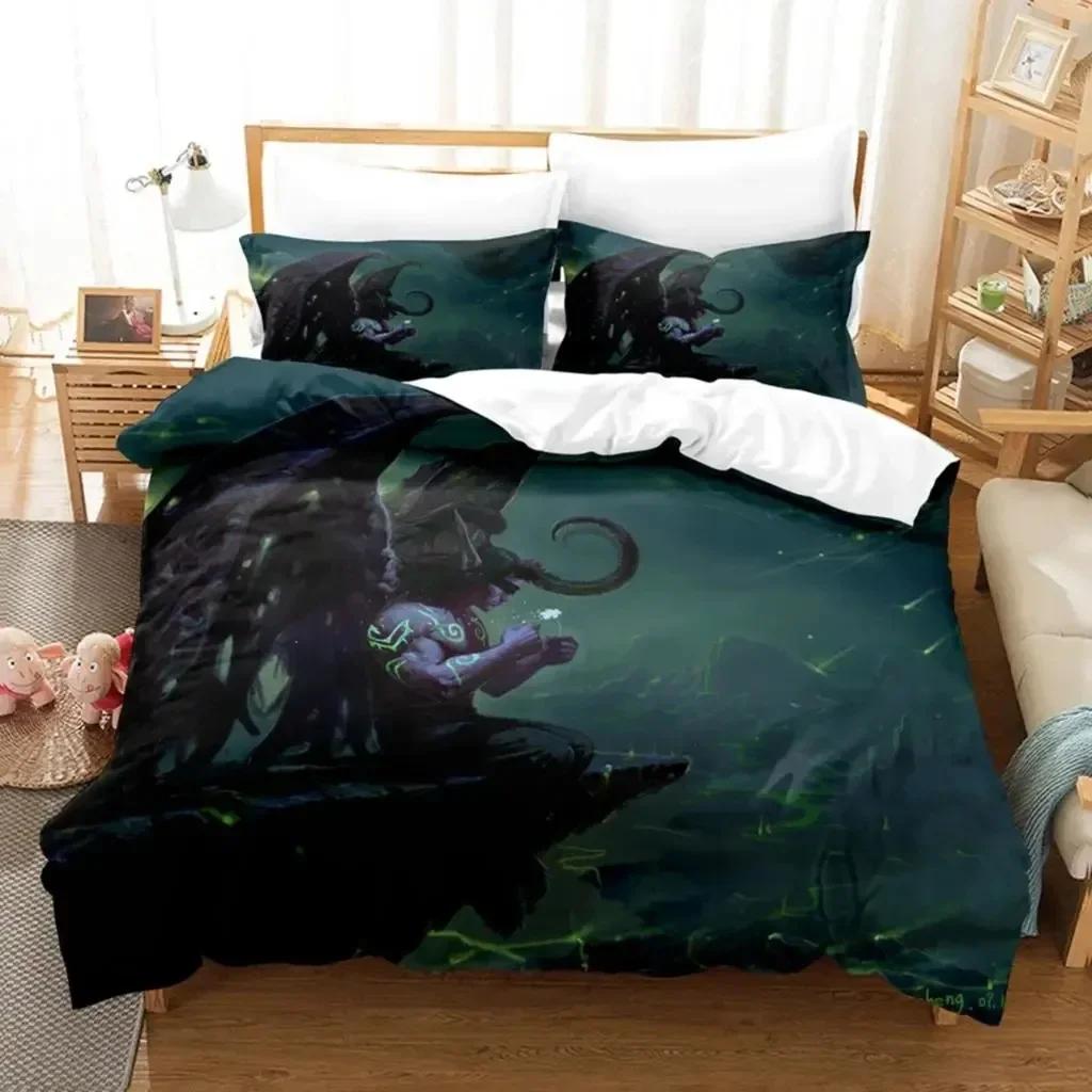 3D Game World Warcraft Bedding Set Printed Bed Set With Pillowcase Bed Duvet Cover Soft Single Double Queen King Size Kids Adult