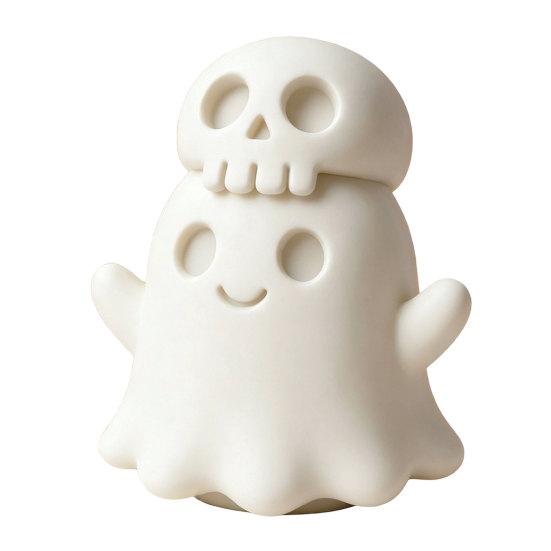 3D Printed Skull Ghost Figurine, Spooky Gothic Ghost Statue, Mini Cartoon Ghost Ornament for Table Centerpiece Shelf Desk Decor белый
